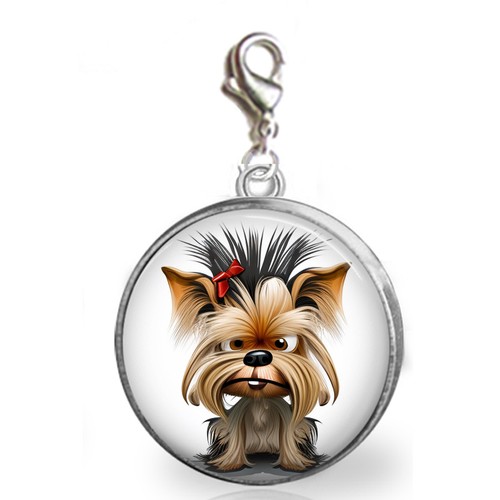 Cartoon yorkie dog charm - yorkie,