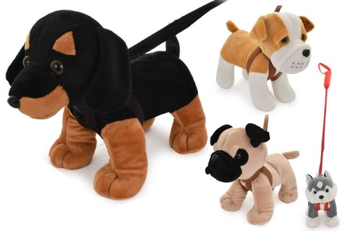 Standing dogs lead plush - standing, on
