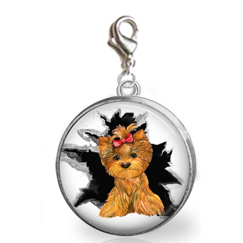 Pop out yorkie dog clip - yorkie, on